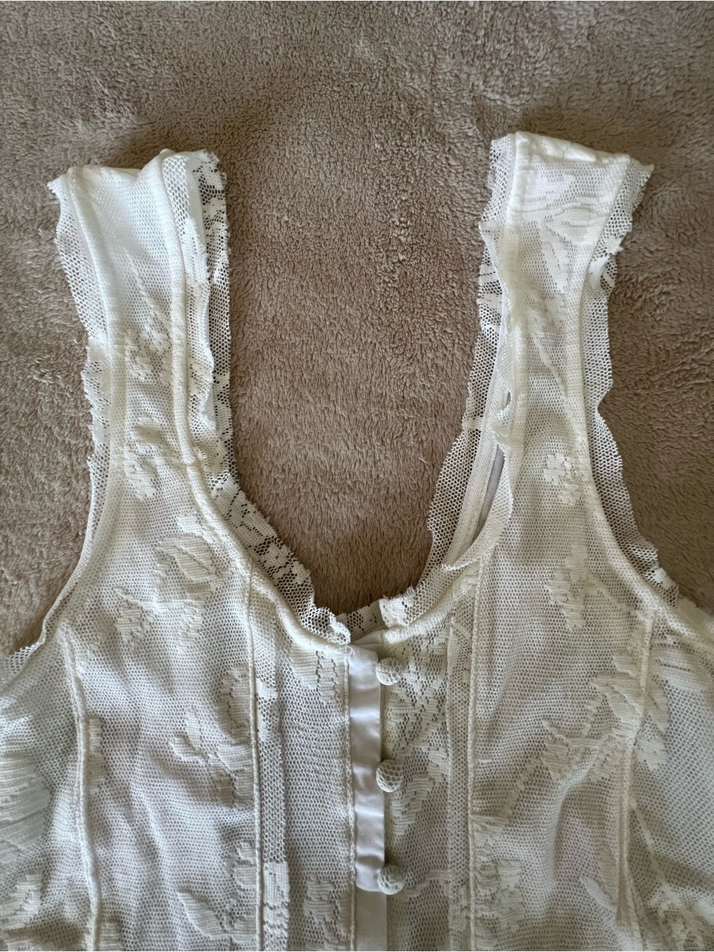 NWT Free People Intimately Cream Lace-Detail Top - Picture 5 of 9